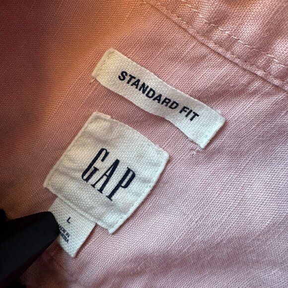 GAP Pink Linen Cotton Button Down Shirt – Size Large - Picture 3 of 5